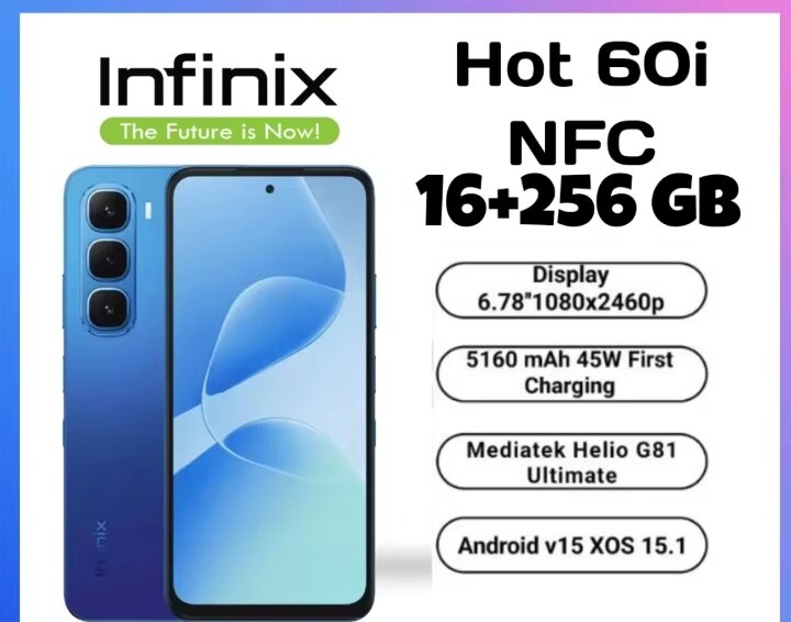 Infinix Hot 60I Cellphone Ram 8/258 Harga  1,700,000 Ringgit*Penghantaran Percuma