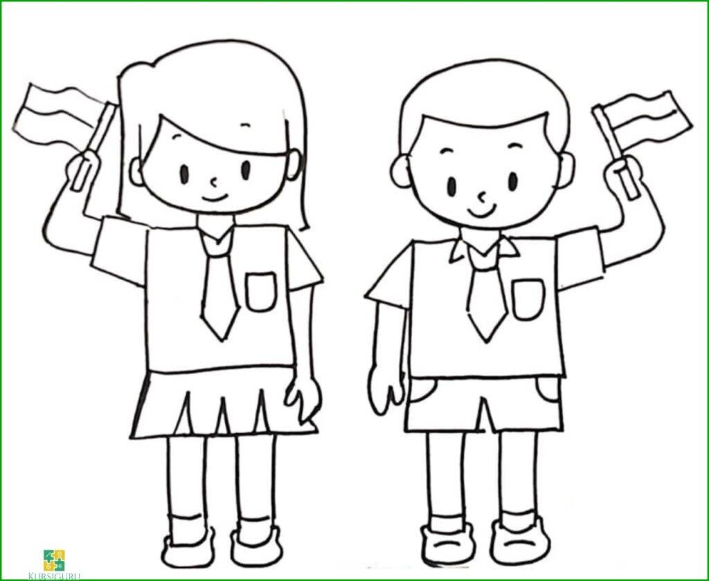 Kertas mewarnai/Kertas gambar mewarnai anak Tema 17 Agustus/kemerdekaan