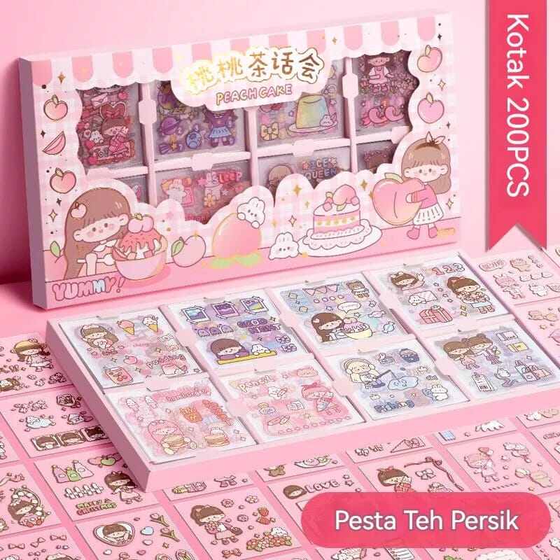 Sticker Set Contains 200 Sheets of Cute Cartoon Motifs