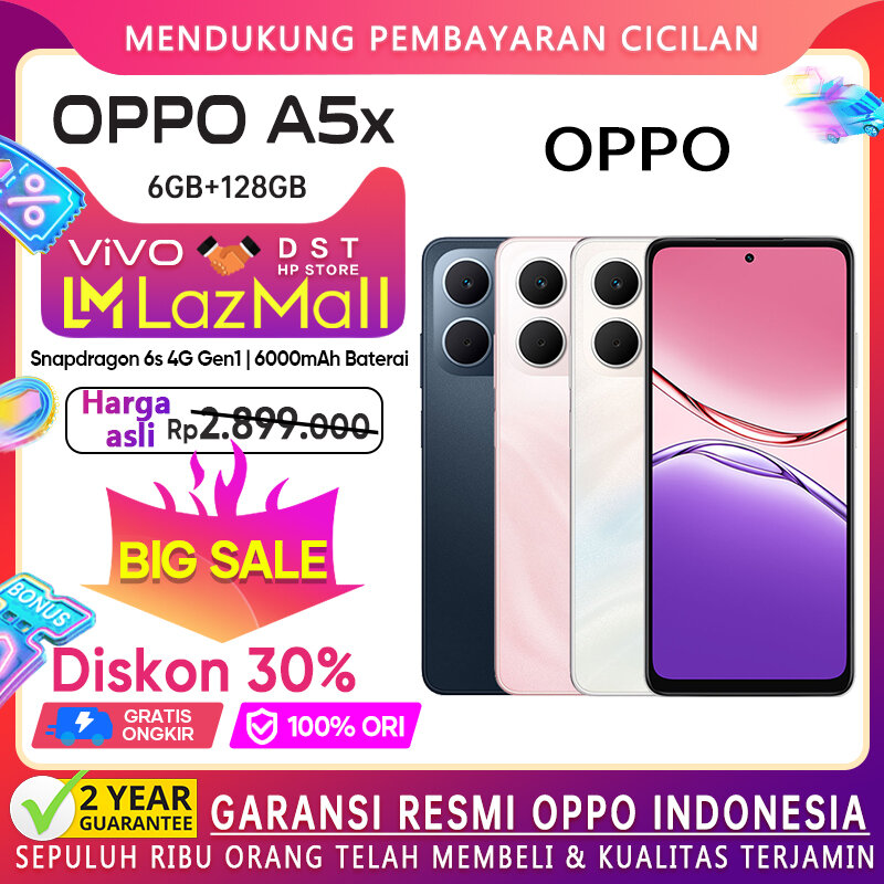Oppo A5X 6GB/128GB [military-grade shock resistance, IP65 water resistant, 6000mAh large battery] Harga  1,899,000 Ringgit*Penghantaran Percuma