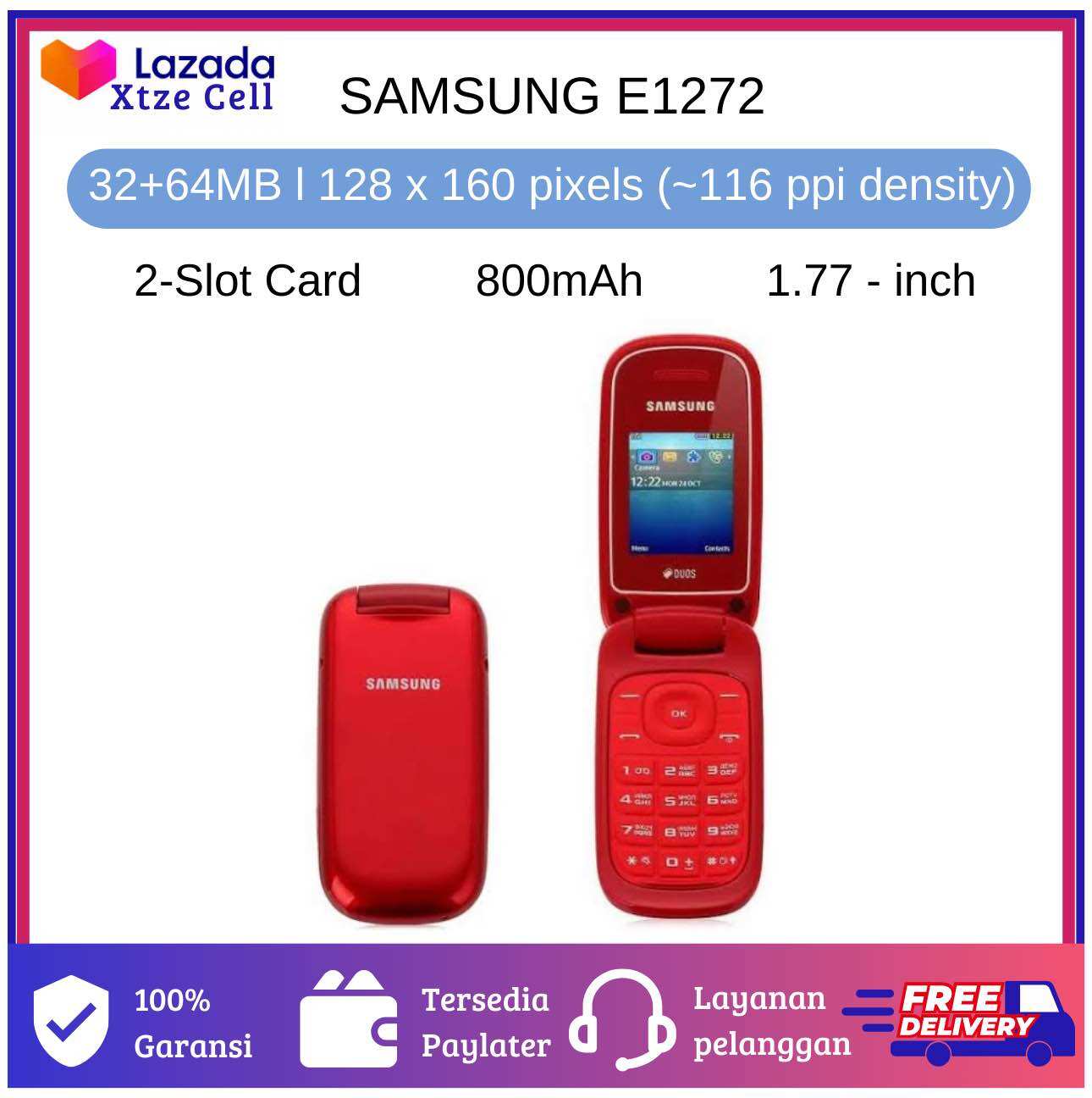 SAMSUNG E1272 - DUAL SIM - ORIGINAL GARANSI Harga 175,890 rupiah*Gratis Ongkir