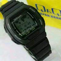 Q&Q Digital data bank jam tangan unisex hitam strap karet MMW3 anti air