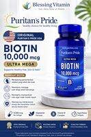 Suplemen Biotin 10000mcg isi 100 kapsul Puritans Pride Ultra Mega Biotin 10000mcg.