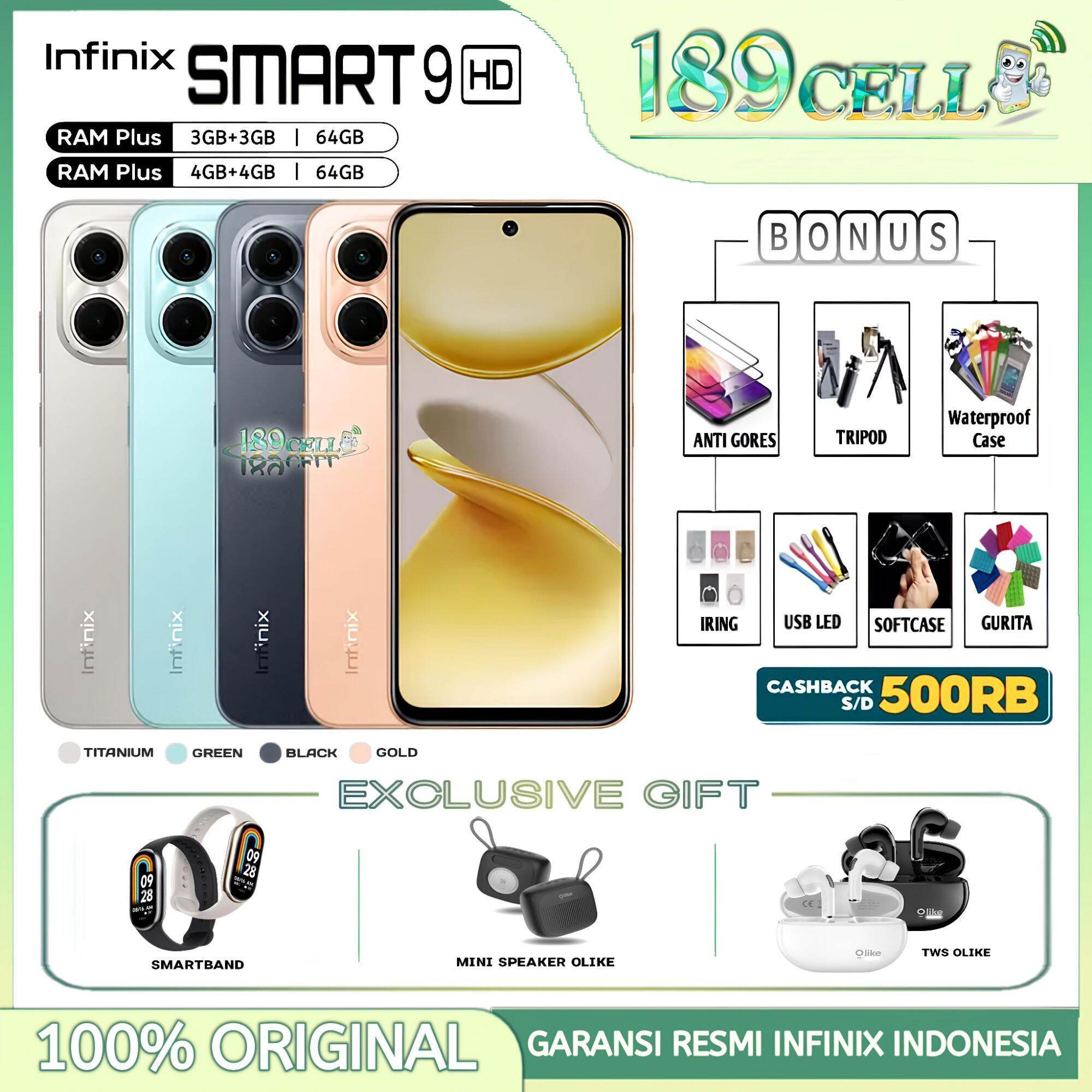 Infinix Smart 9 Hd Ram 4/64Gb - Smart 9 Hd Official Warranty from Infinix Indonesia Harga  1,069,900 Ringgit*Penghantaran Percuma
