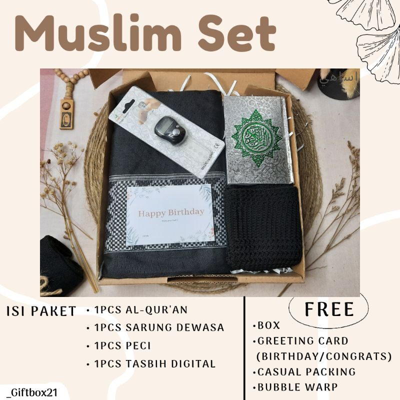 Muslim Set hadiah box Hampers Cowok Muslim Kado Cowok Sarung Sajadah Kado Ultah