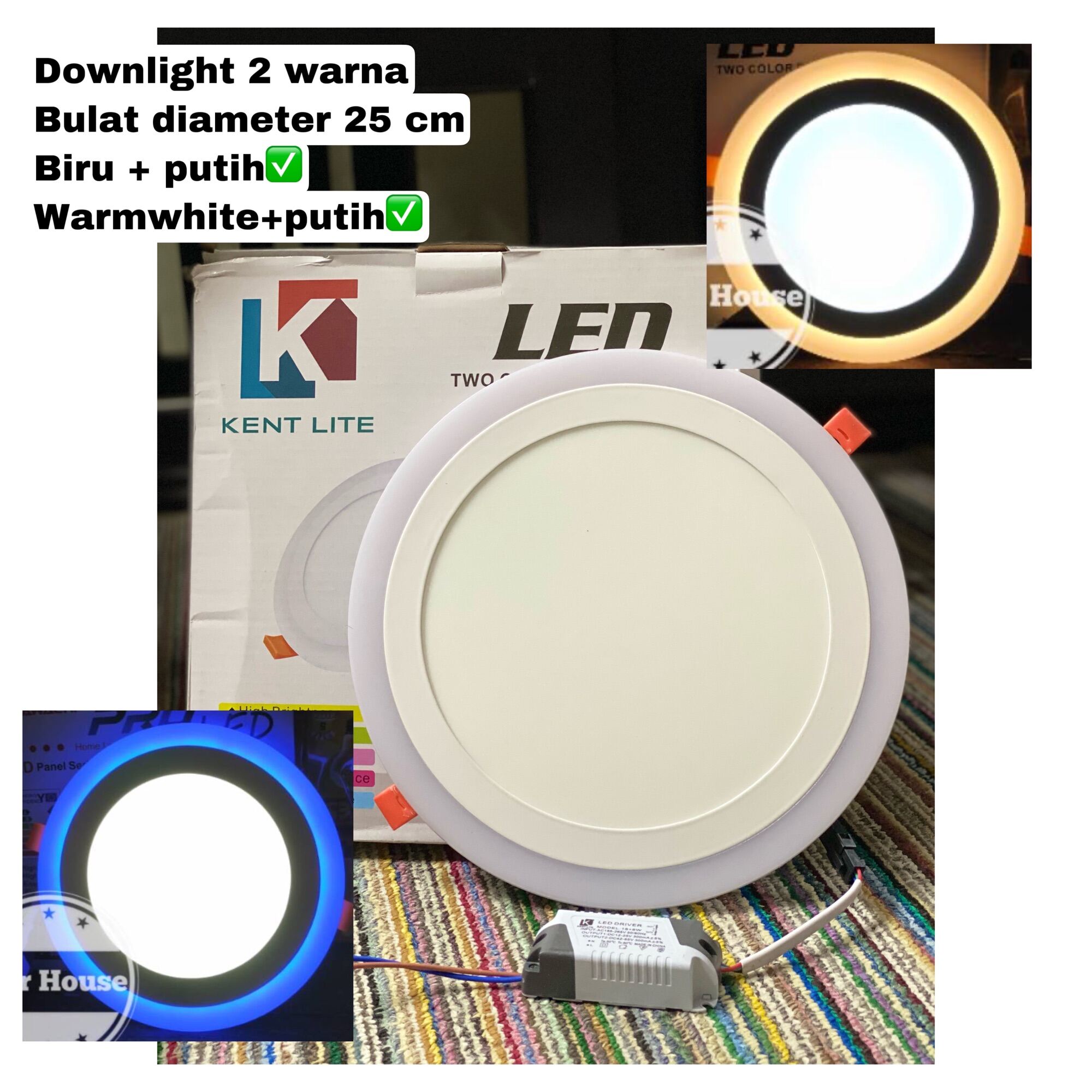 Downlight Led Lampu Plafon 2 Warna Diameter 25 Cm 18+6 Inbow Bulat ...