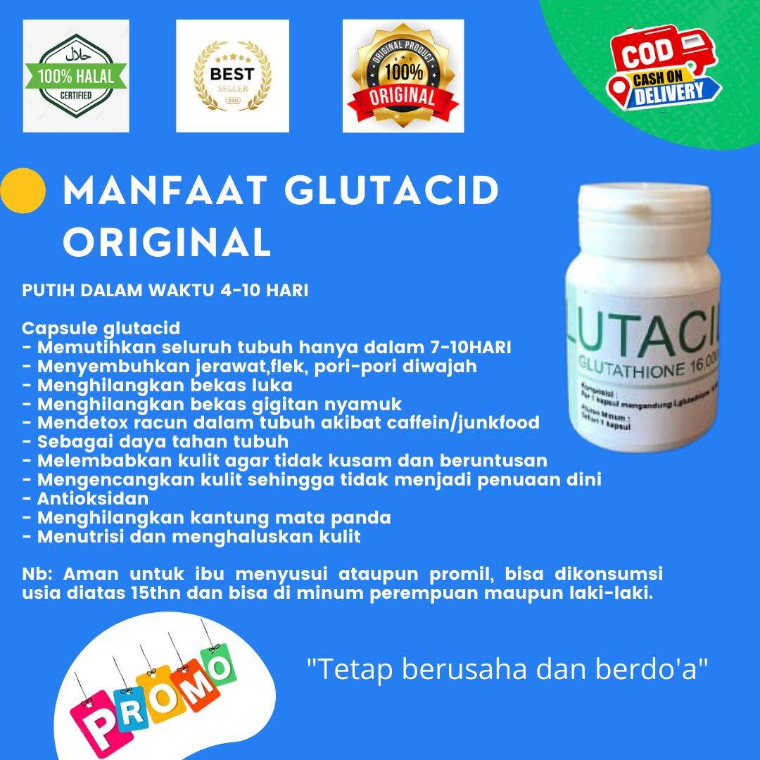 GLUTACID 16000 MG ISI 30 KAPSUL PEMUTIH SELURUH BADAN PERMANEN BPOM DAN ...