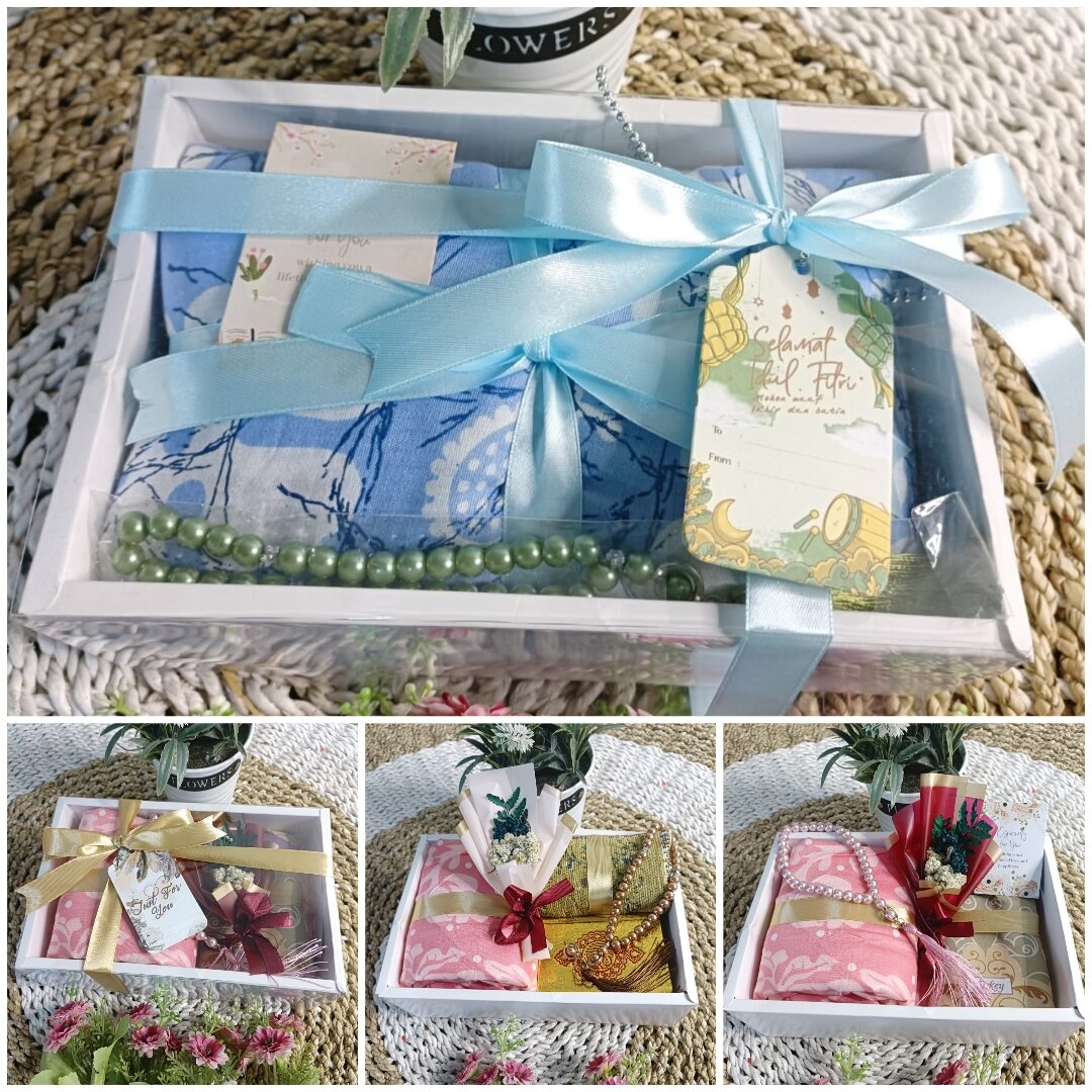 Hampers hempers hadiah mukena / hadiah box ulang tahun pernikahan seserahan alat sholat valentine haji…