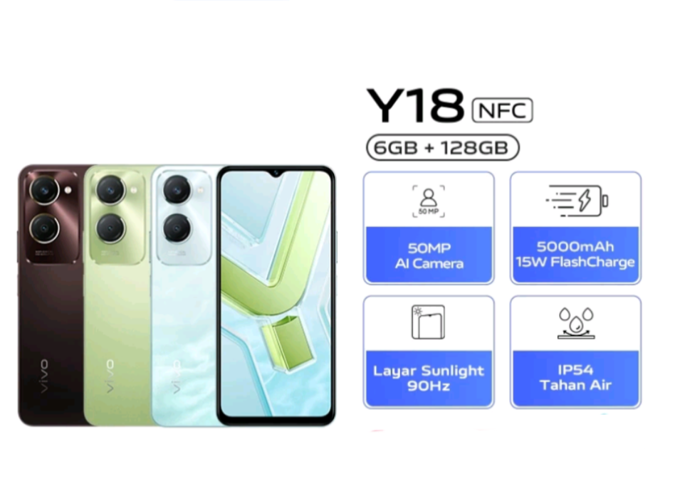 VIVO Y18 NFC RAM 6/128GB 4/128GB 4/64GB GARANSI RESMI Harga  1,329,000 Ringgit*Penghantaran Percuma