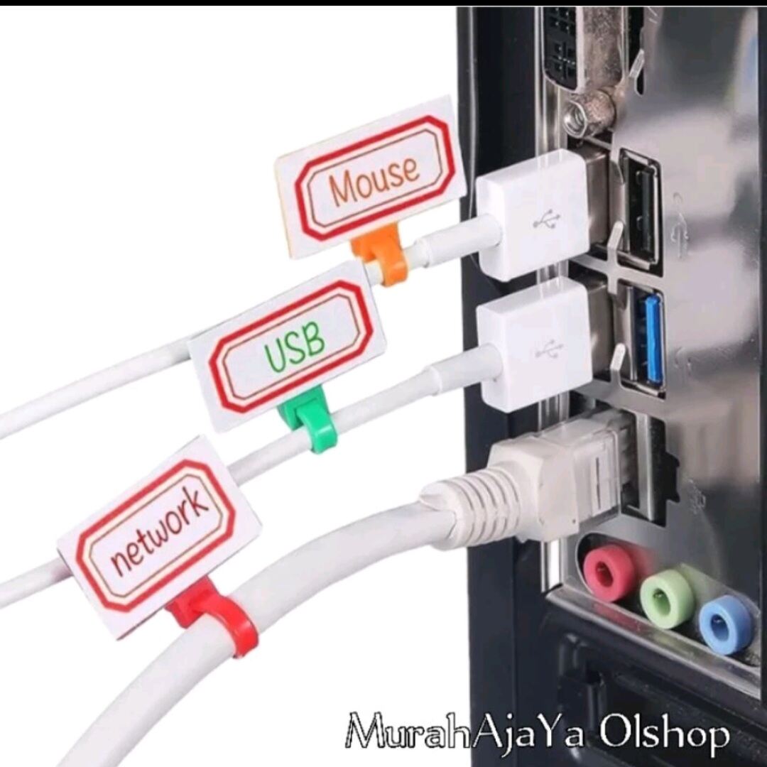 Kabel Tis Tie Ties + Label Nama / Kabel Label Marker Name Label Pengikat Warna Putih isi 50pcs dan 100pcs. 