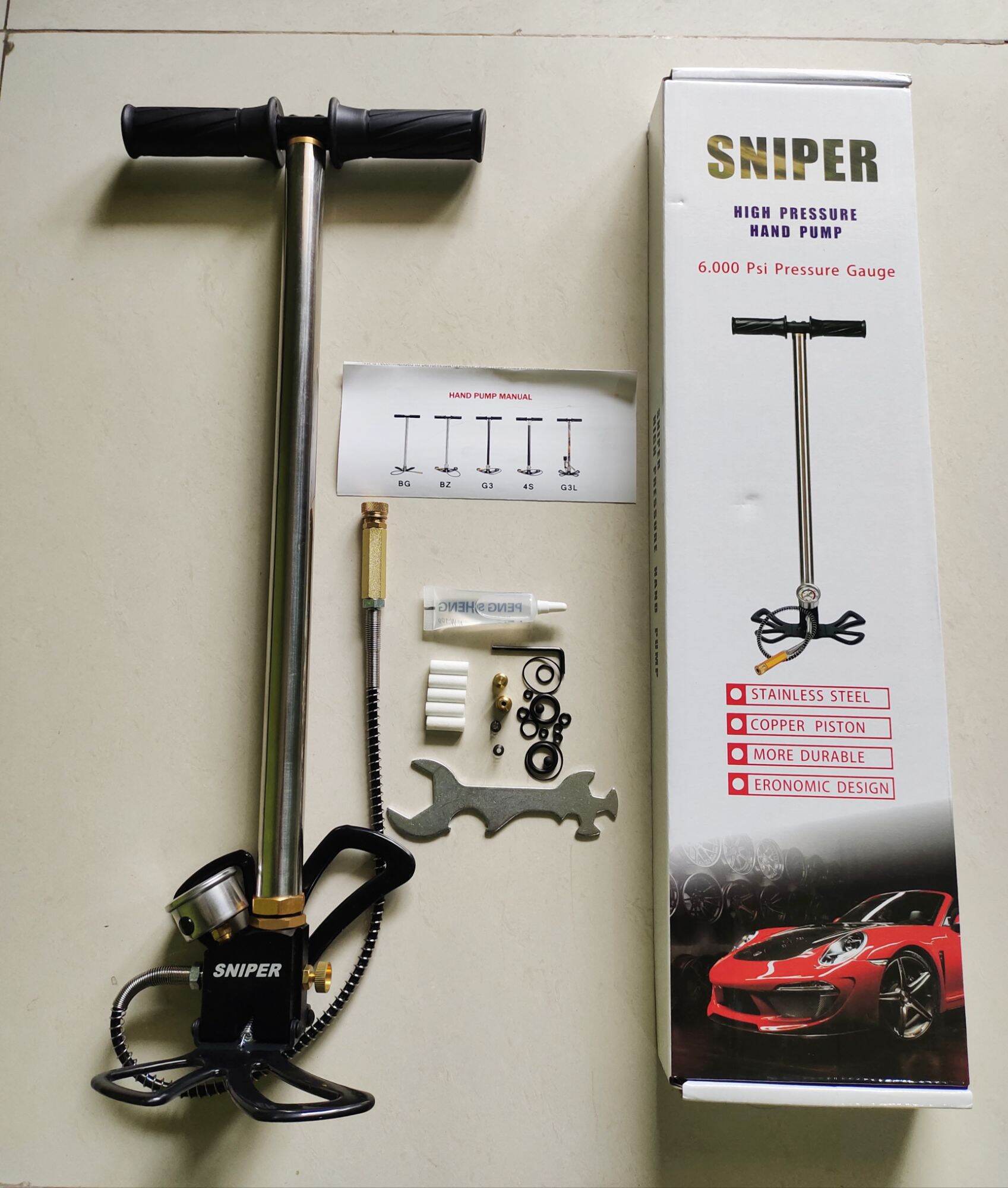 POMPA PCP KAKI LIPAT 6000 PSI MERK SNIPER Harga  595,000 rupiah*Gratis Ongkir