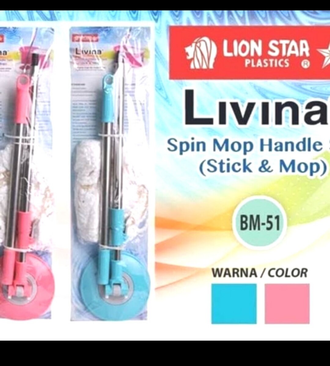 Tongkat Gagang Pel Putar Livina Spin Mop Handle Set Lion Star Bm Lazada Indonesia