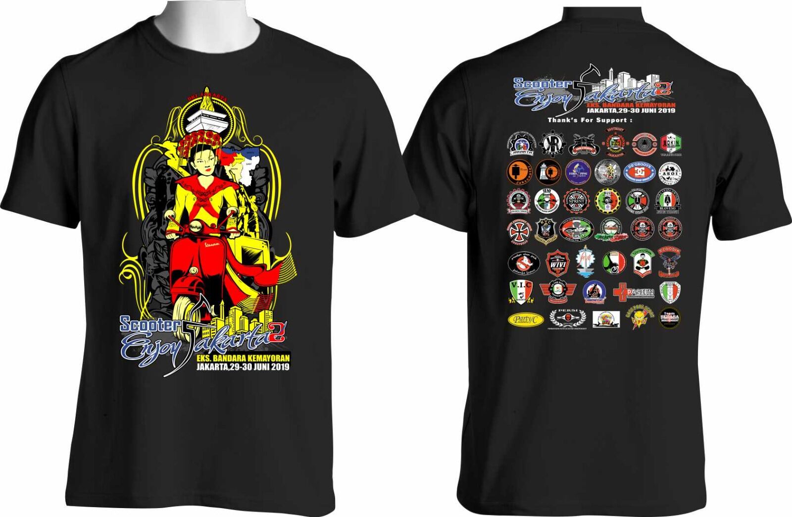Kaos Vespa Logo baju Vespa Event Scooter Enjoy Jakarta Kaos Acara