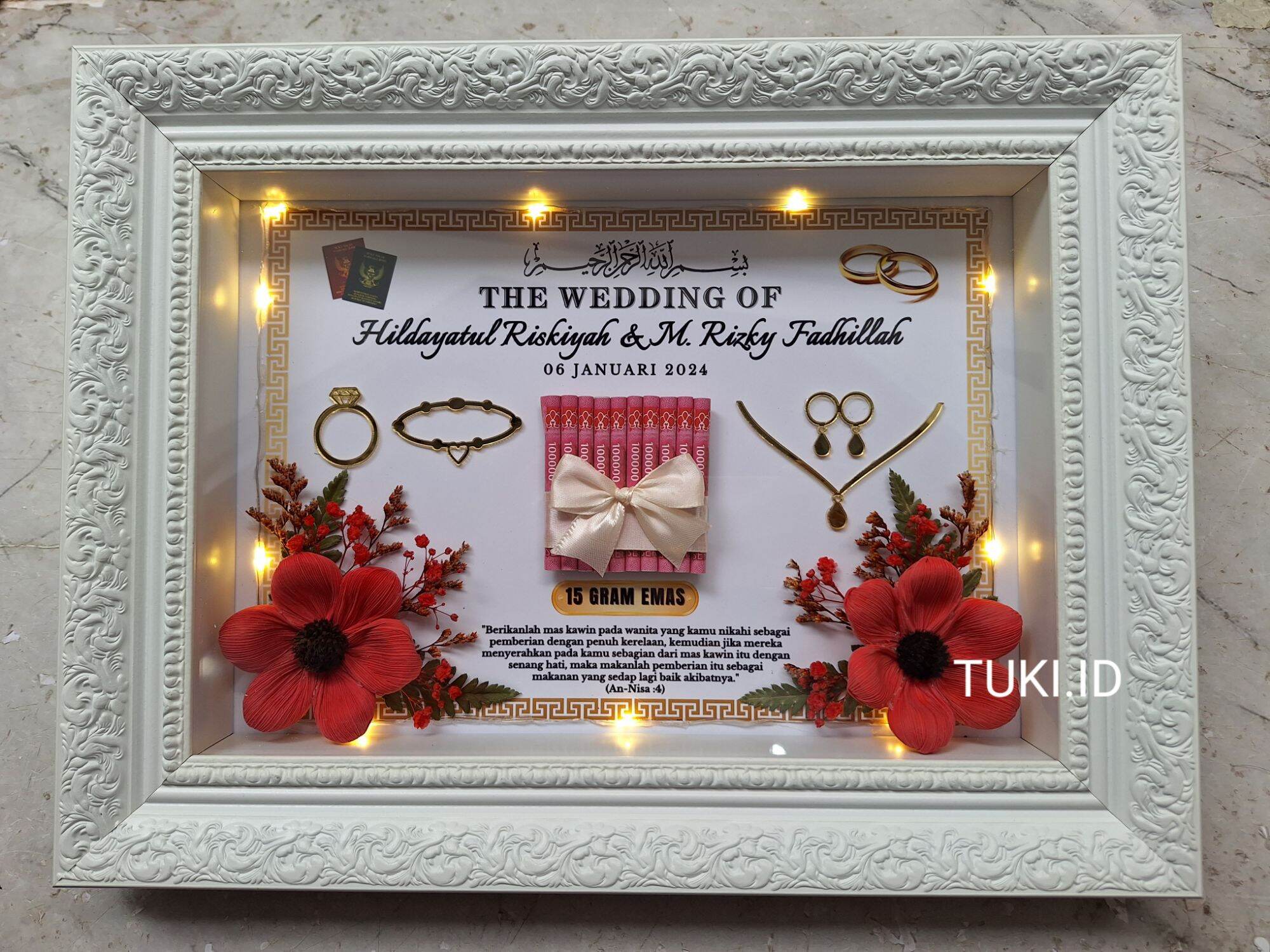 BINGKAI MAHAR UKIR BALI 27X37 | Frame mahar 3D rustic | Frame mahar custom sehari beres | Hantaran perβ¦