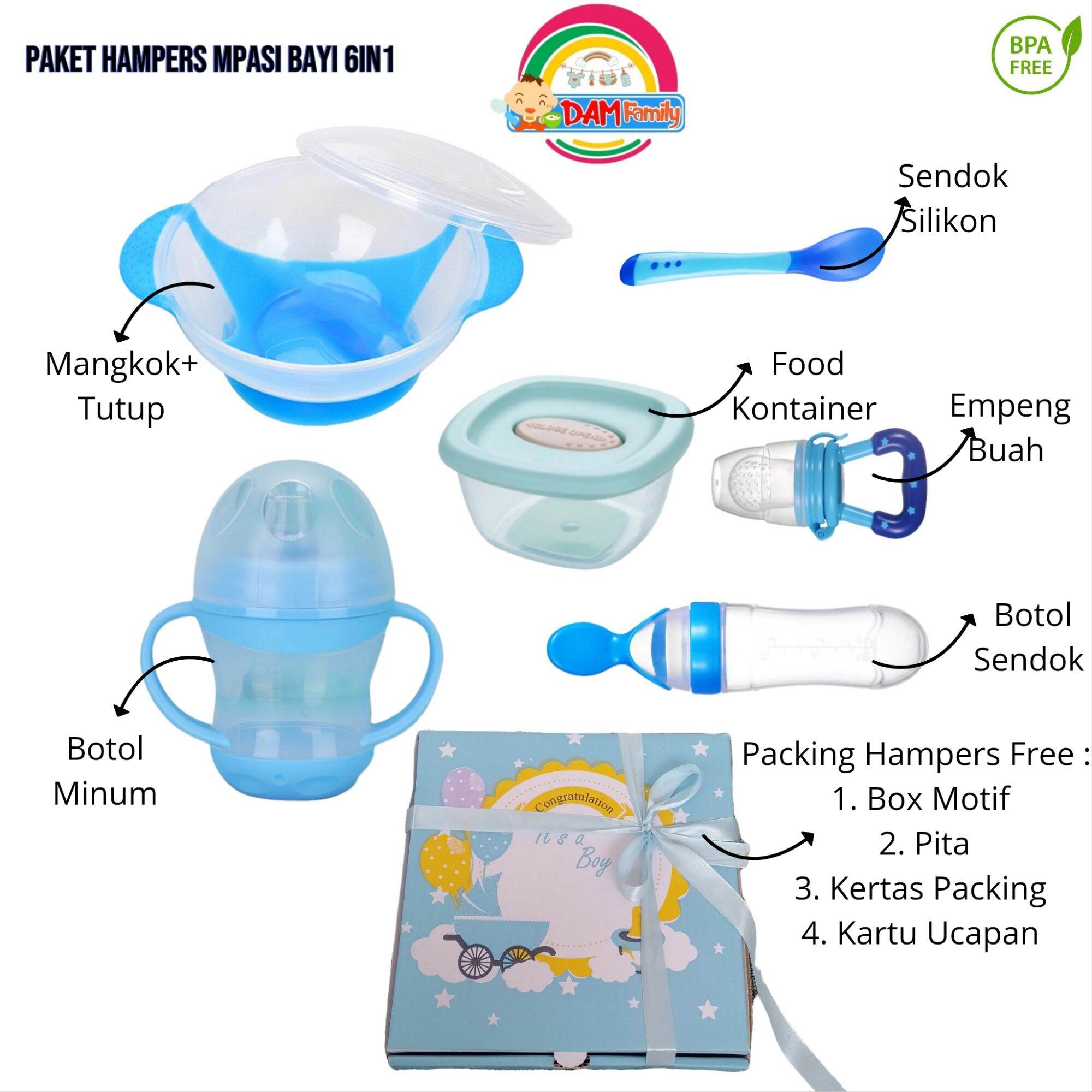 Hampers Bayi Newborn kado Bayi Laki laki Perempuan Paket Alat MPASI Lengkap Set Tempat Makan Bayi Mang…