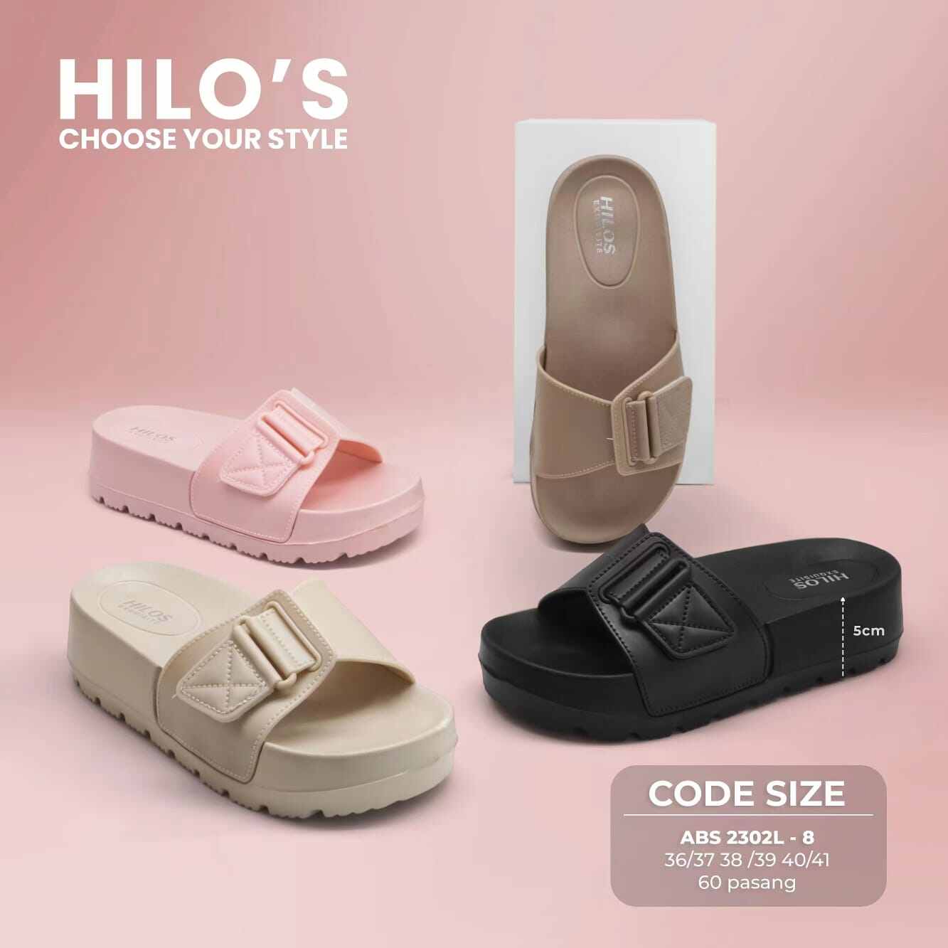 Sandal Hilos 2302-8 gesper modis trendi -Ssandal Korea Sandal Wedges Harga 34,500 rupiah*Gratis Ongkir