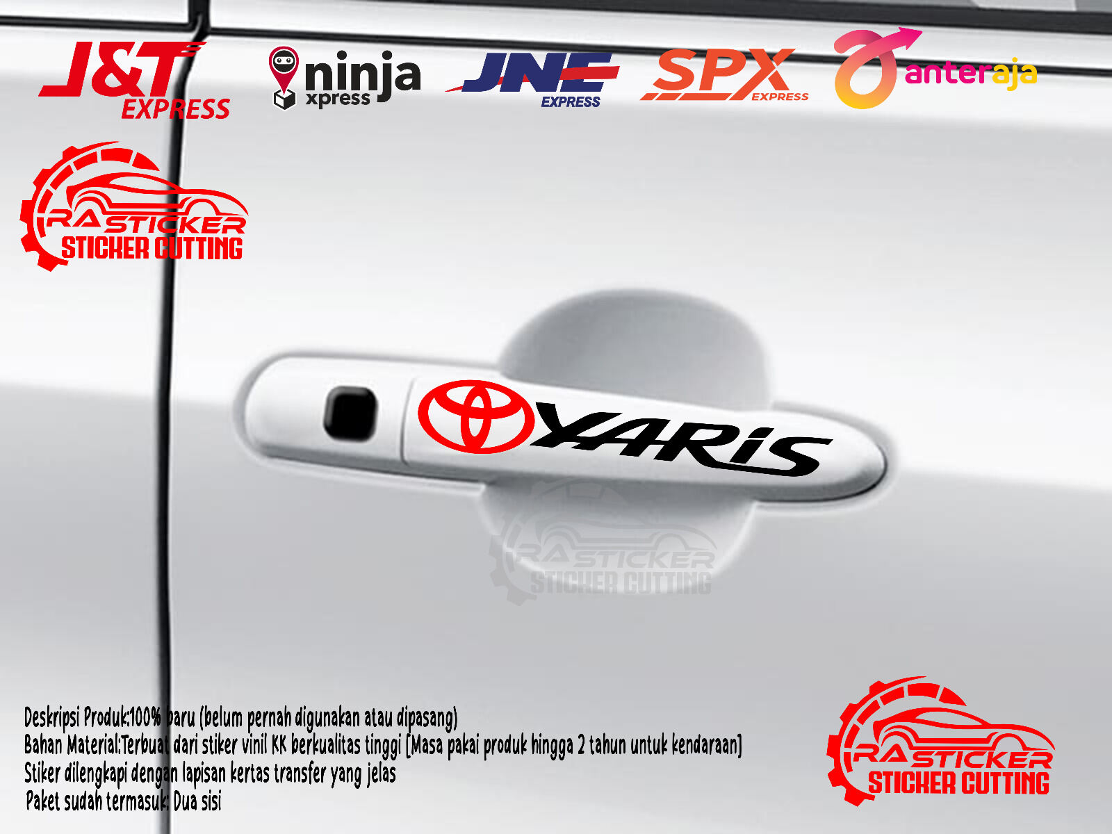 sticker sticker handle mobil toyota yaris sticker 4pcs sepasang Harga 8,000 rupiah*Gratis Ongkir