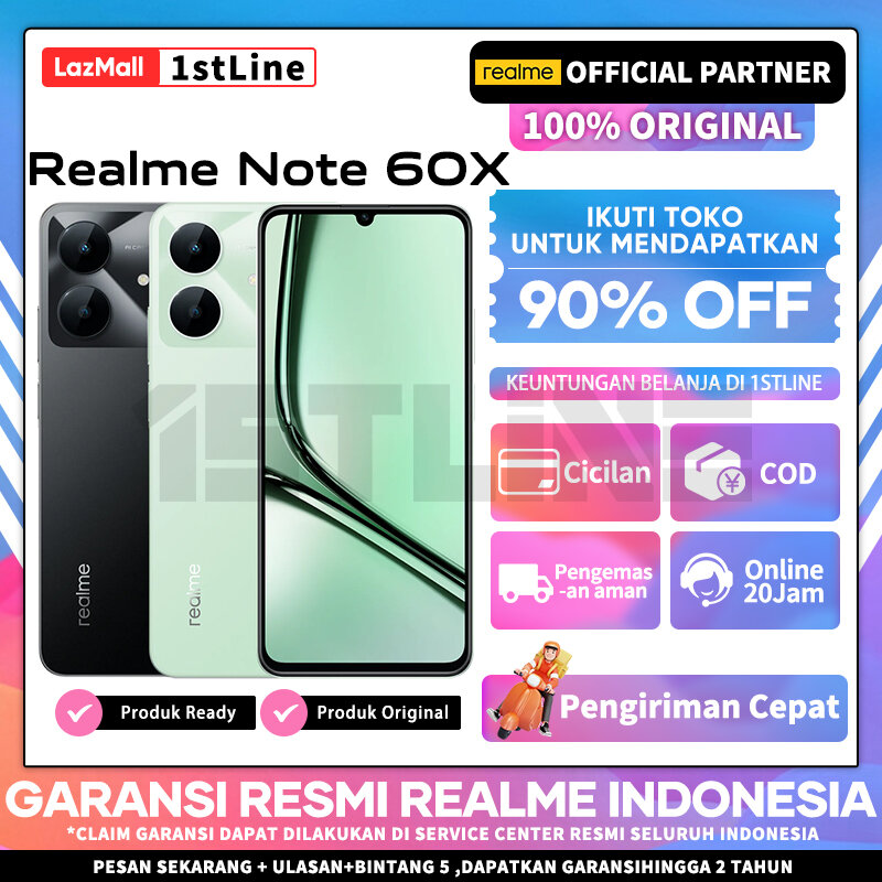 Realme Note 60X 4/64Gb 4/128Gb - 5000Mah Large Battery, Durable Metal Frame Harga 1,299,000 rupiah*Gratis Ongkir