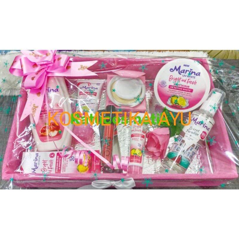 Paket Seserahan Marina / Paket Seserahan Kosmetik Gratis box