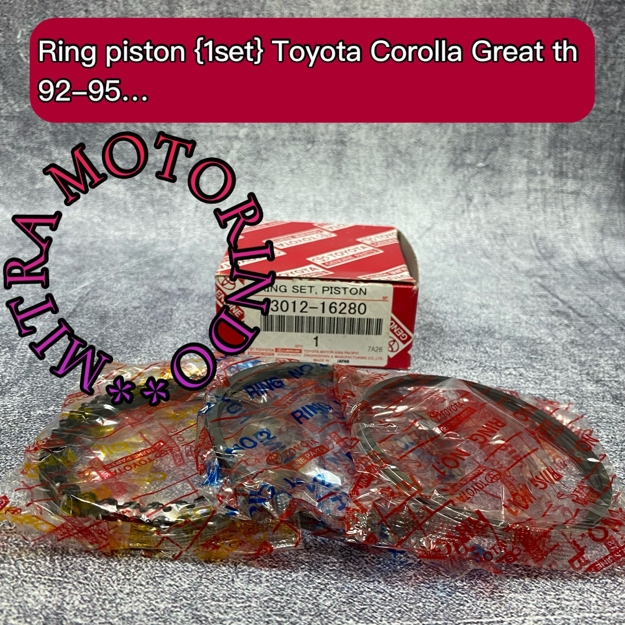 ring seher-ring piston toyota corolla great th 92-95 13011-16280 Harga 549,000 rupiah*Gratis Ongkir