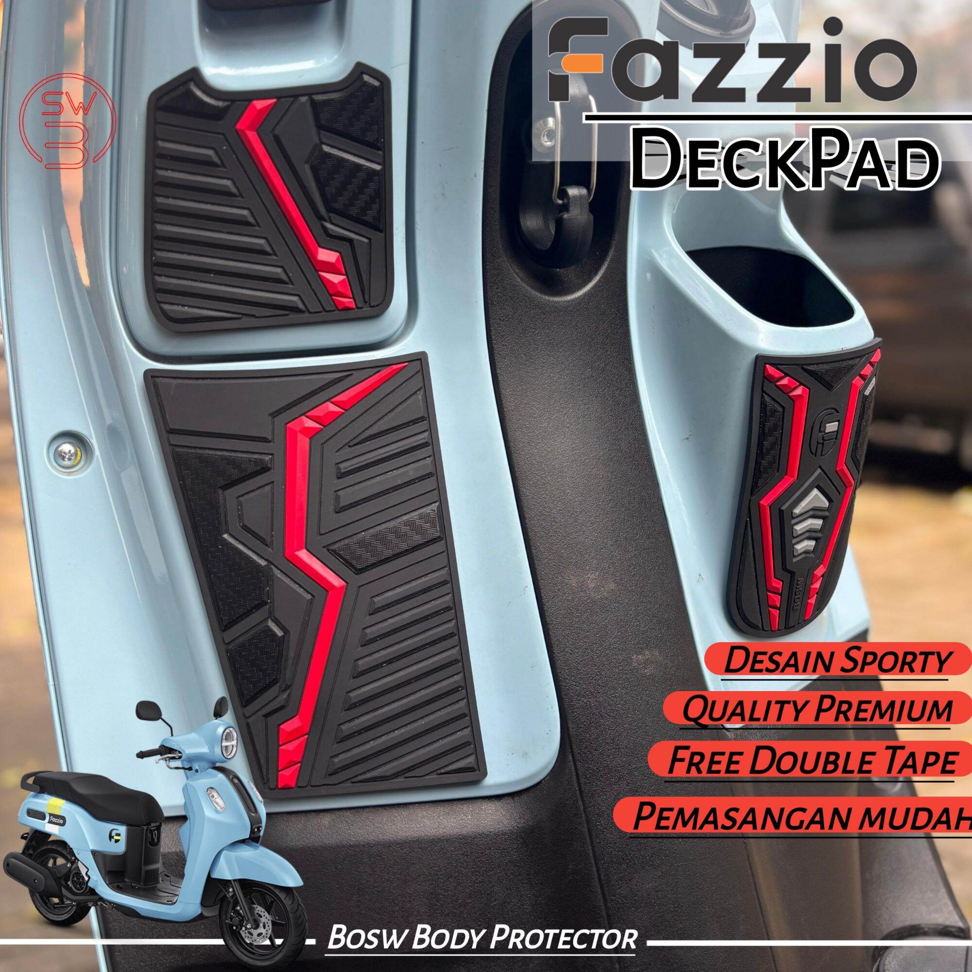 Bow deckpad Fazzio motorcycle body protector accessories Matic rubber material Harga 69,000 rupiah*Gratis Ongkir