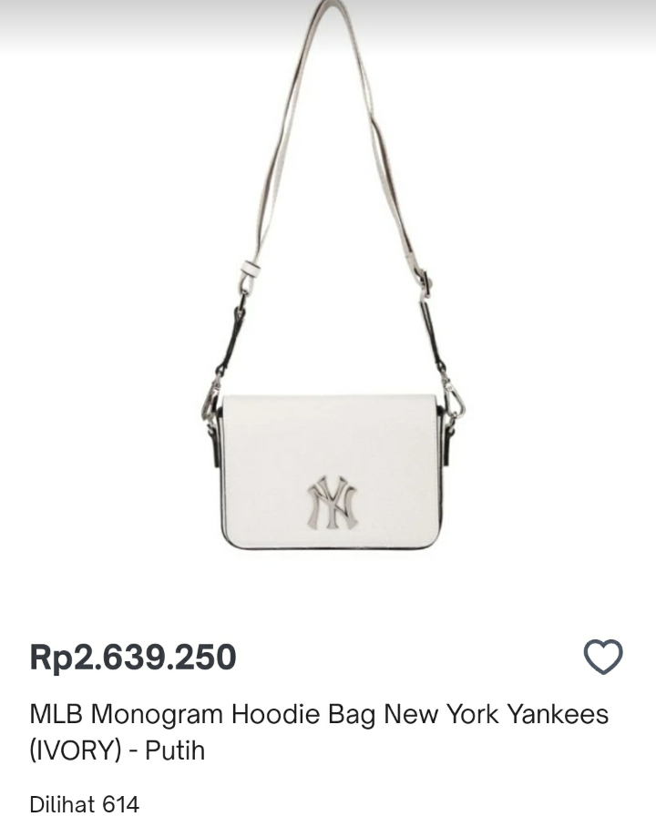 Jual MLB Monogram Hoodie Bag New York Yankees - Ivory