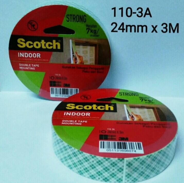 3M Scotch Mounting 110-3A / Double Tape Super Kuat 7kg/m. Uk 24mm X 3m ...