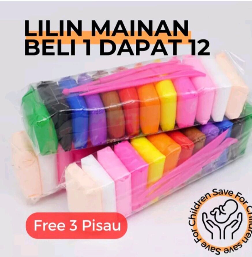 CLAY MAINAN ANAK isi 12 pc SNI MIX WARNA 9grm yg besar