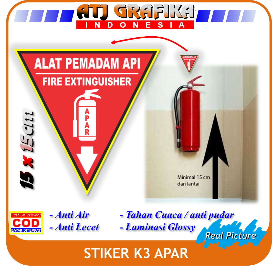 Stiker alat pemadam api ringan sticker K3 APAR kantor rumah mobil dll ...