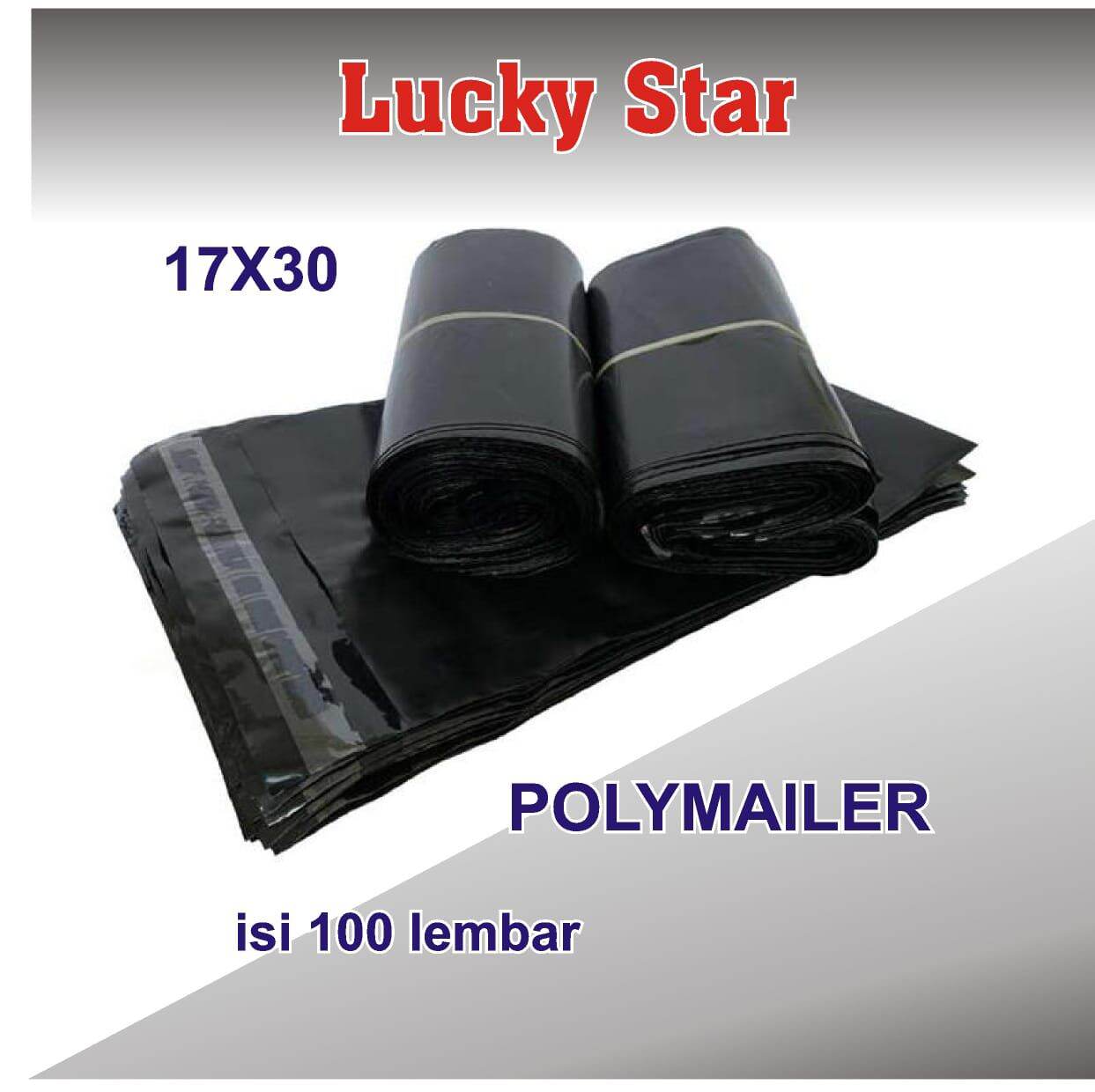 Plastik Packing Polymailer Olsop + Lem Hitam HD ( 17x30 cm 1 Gulung isi 100 pcs )