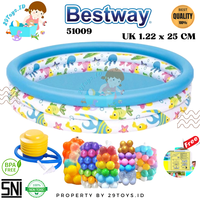 Kolam Renang Anak Dan Bayi Bestway 51009 Uk 1.22 x 25 CM Paket Komplit Kolam Pompa Bola Ber SNI High Quality