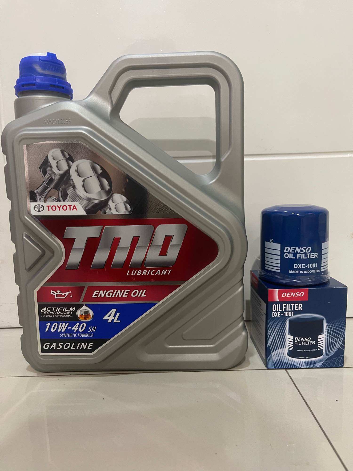 Tmo Package: 4 Liter 10W-40 Gasoline and Denso Dxe-1001 Oil Filter Harga 220,000 rupiah*Gratis Ongkir