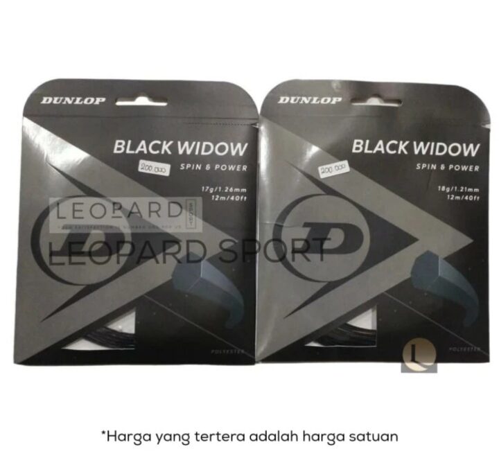 Dunlop Black Widow 17/1.25 Tennis String Reel (Black)