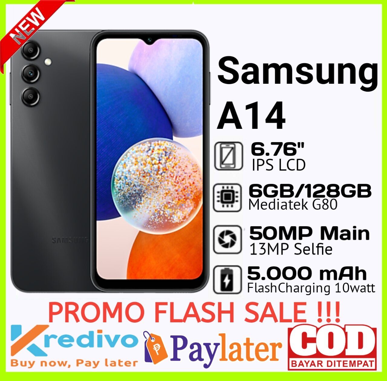 Samsung A14 Ram 6 + 128 full screen 6,5 inch new warranty Giá 1,995,000 Đồng*Miễn phí vận chuyển