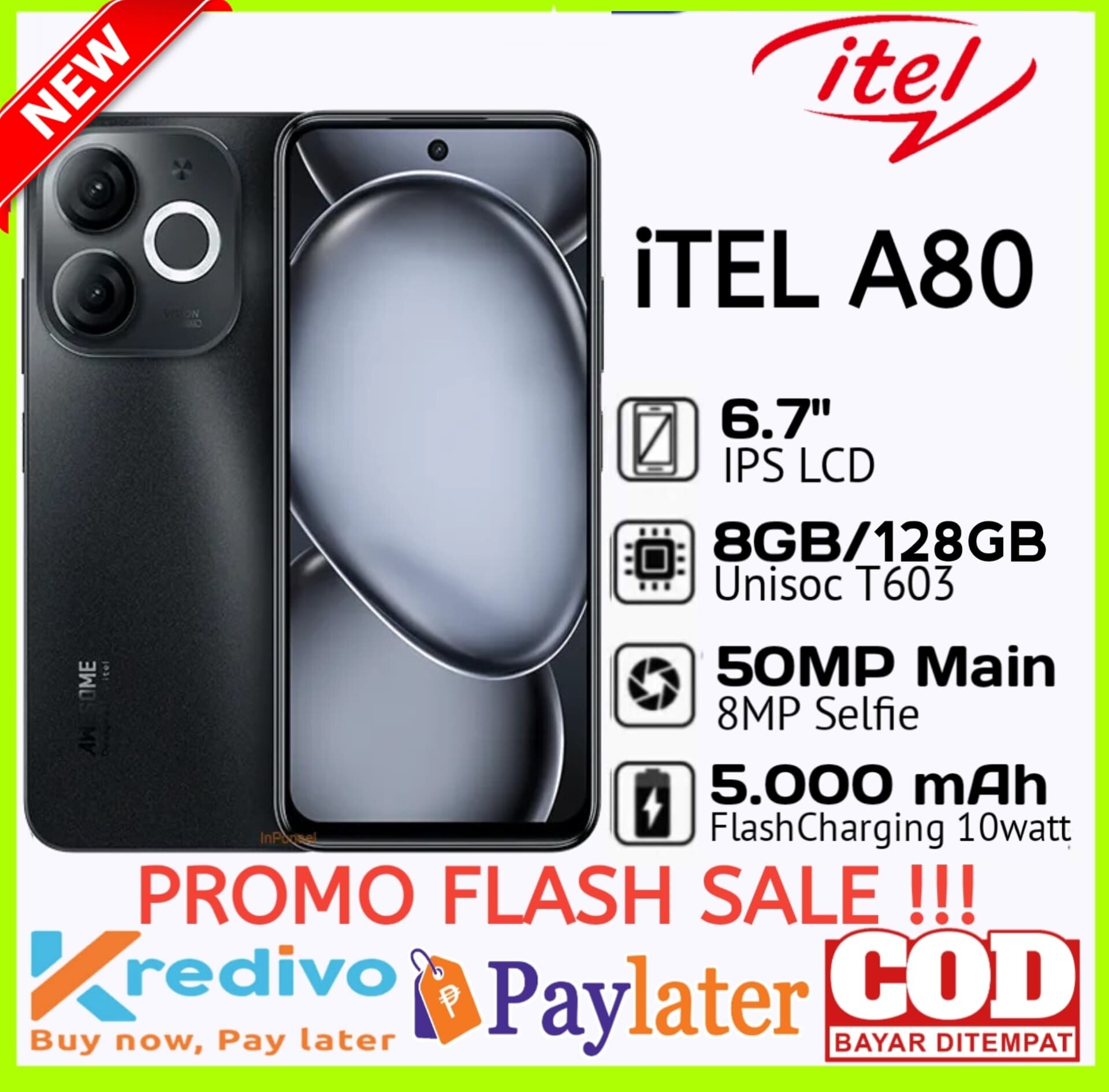 Infinix Itel A80 RAM 8 + 128 camera 50MP original IMEI sudah tedaftar Ministry of Industry Harga 940,000 rupiah*Gratis Ongkir