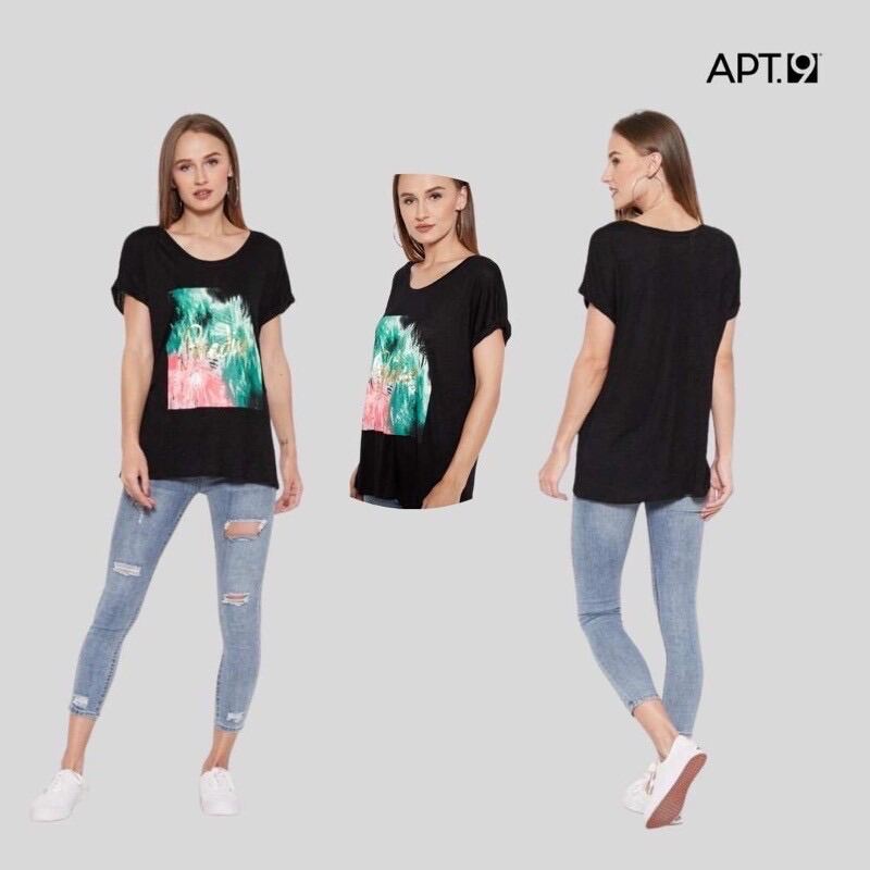 Lazada Indonesia - APT 9 – kaos lengan pendek wanita – hitam – paulina paradise summer tee