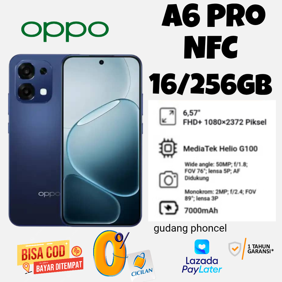 Oppo Aa6 Pro Nfc, Ram 16/256Gb, Mediatek Gelio G100, Official Warranty 1 Year Harga  3,699,000 Ringgit*Penghantaran Percuma