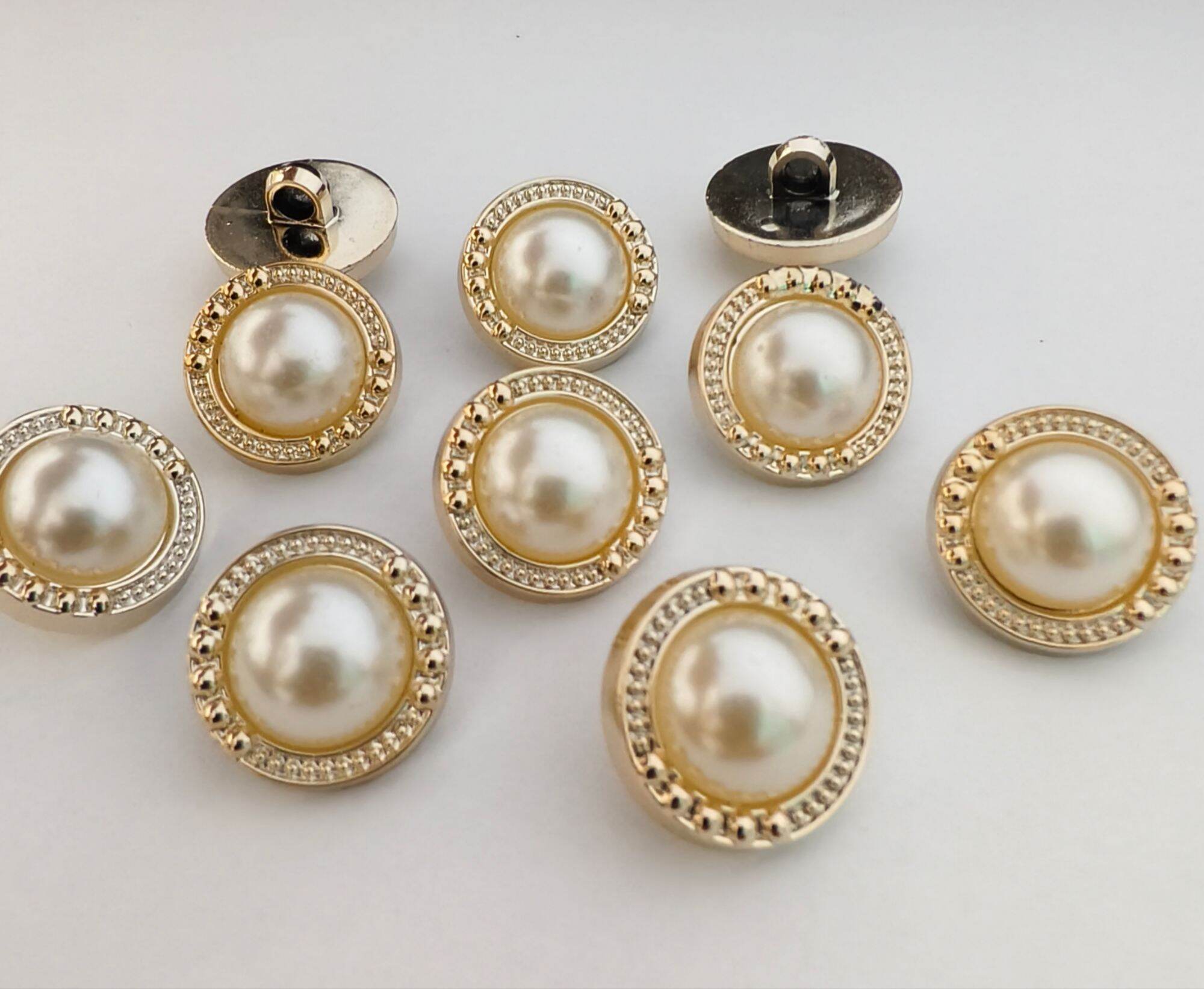 12 PCS KANCING BAJU MUTIARA MEWAH TIMBUL MOTIF CINCIN UKURAN 15 MM 18 MM 21 MM