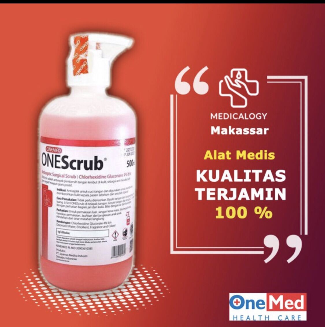 OneScrub OneMed 4 Hand Scrubs + Dispenser 500 ml Lazada Indonesia