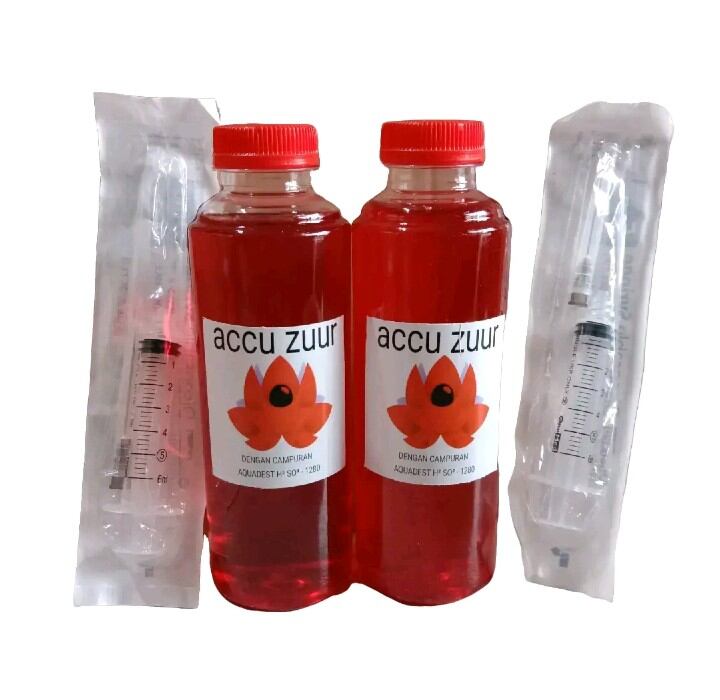 1 paket (2btl). accu zuur merah 250ml free suntikan Harga 27,500 rupiah*Gratis Ongkir