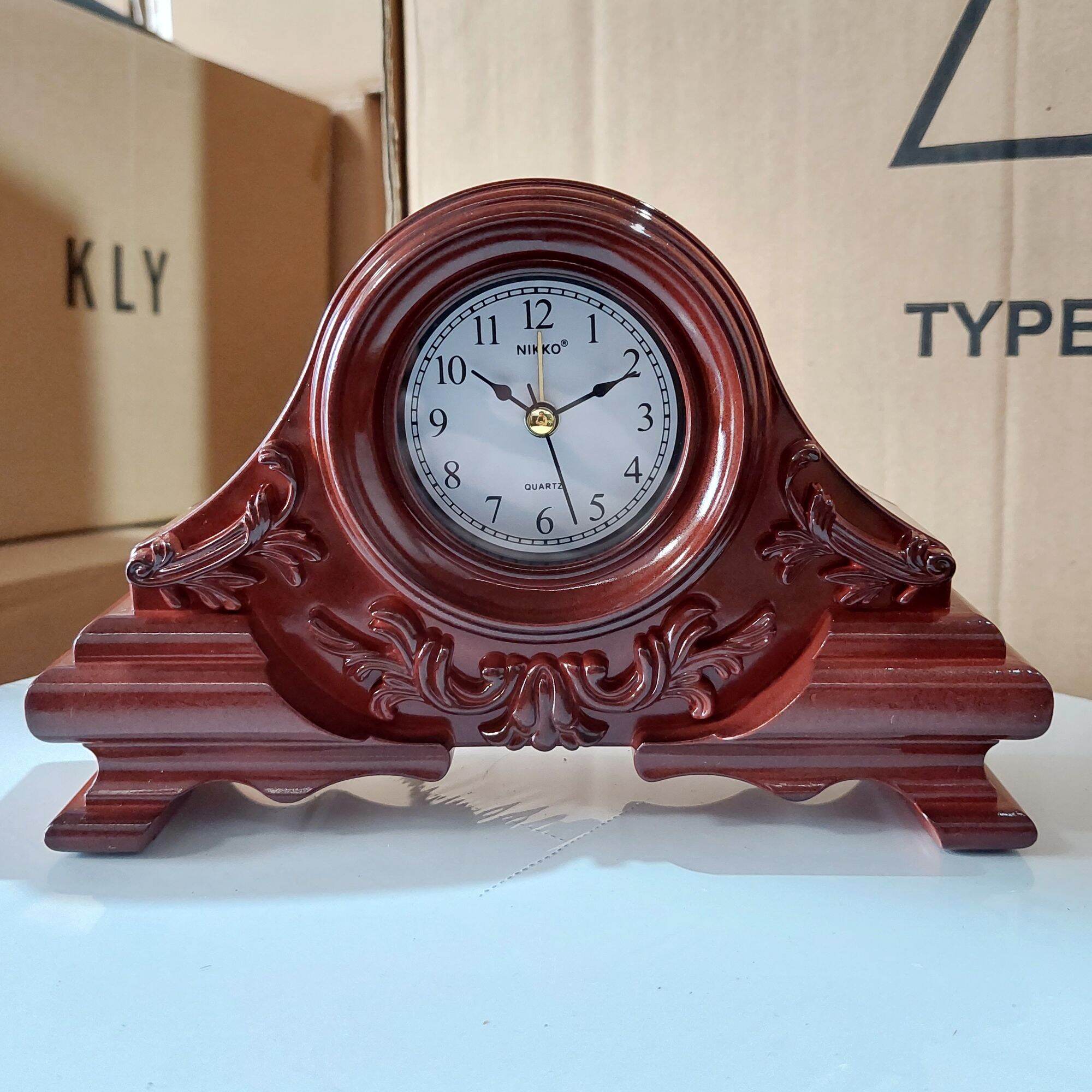 Jam Weker Beker Alarm Jam Meja Vintage Antik Klasik Unik Miniatur Classic Motif Kayu