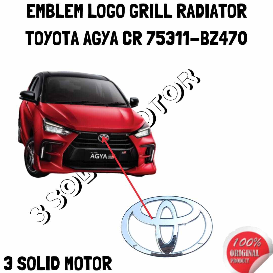 EMBLEM LOGO GRILL RADIATOR TOYOTA AGYA GR 75311-BZ470 Harga 100,000 rupiah*Gratis Ongkir
