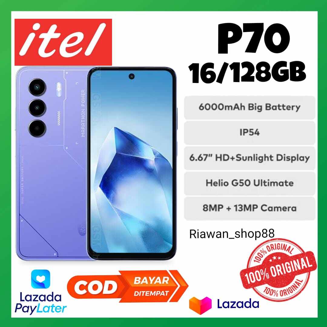 Promo HP Itel p70 RAM 16GB /128 GB, Cam 50MP, bat 6000 mAh, 18W charger, 1 year official warranty and registered in Ministry Giá 1,145,000 Đồng*Miễn phí vận chuyển