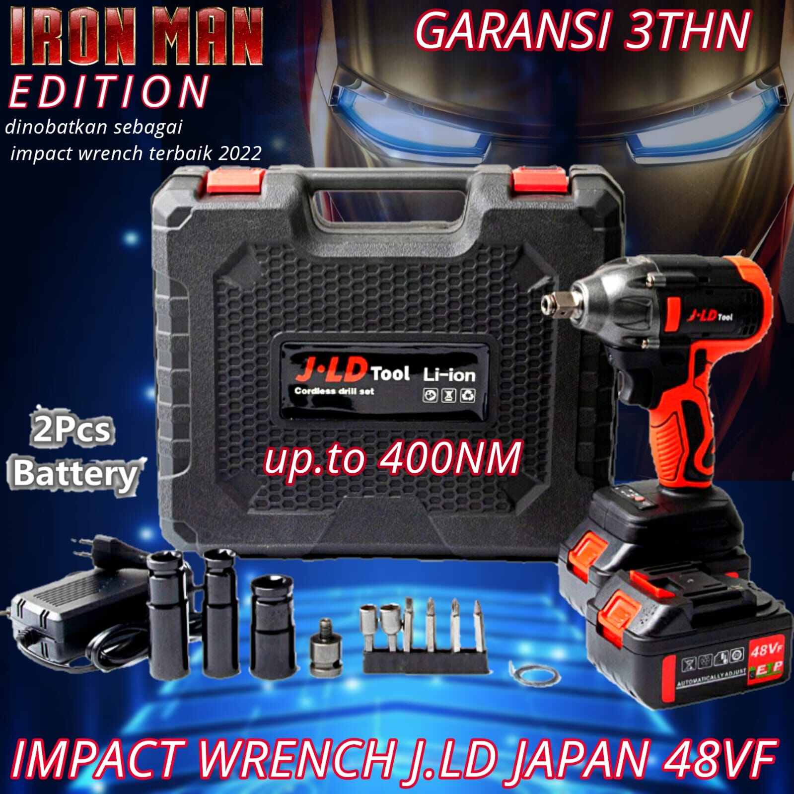 Impact Wrench Jld V Baterai Cordless Mesin Pembuka Baut Ban Hujia