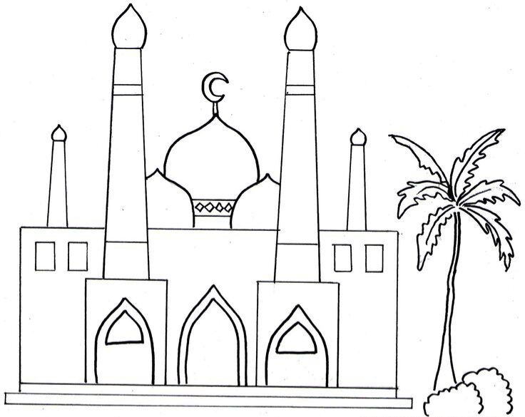 mewarnai gambar masjid