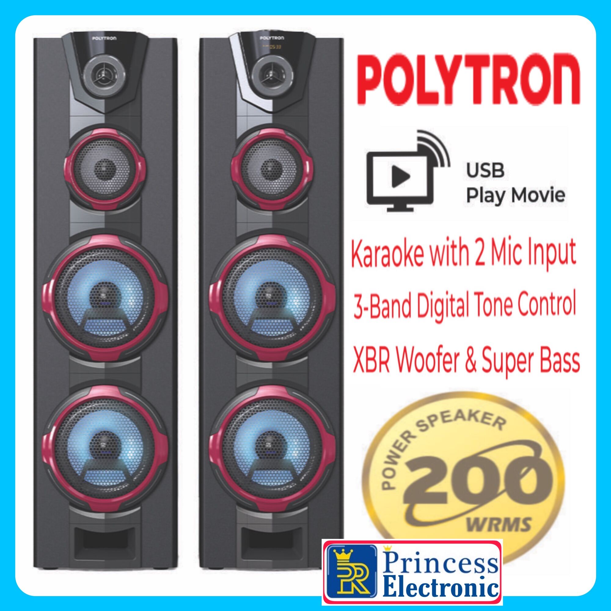 Polytron Pas 8f28 Bluetooth Speaker Aktif Karaoke 8 Inch Double