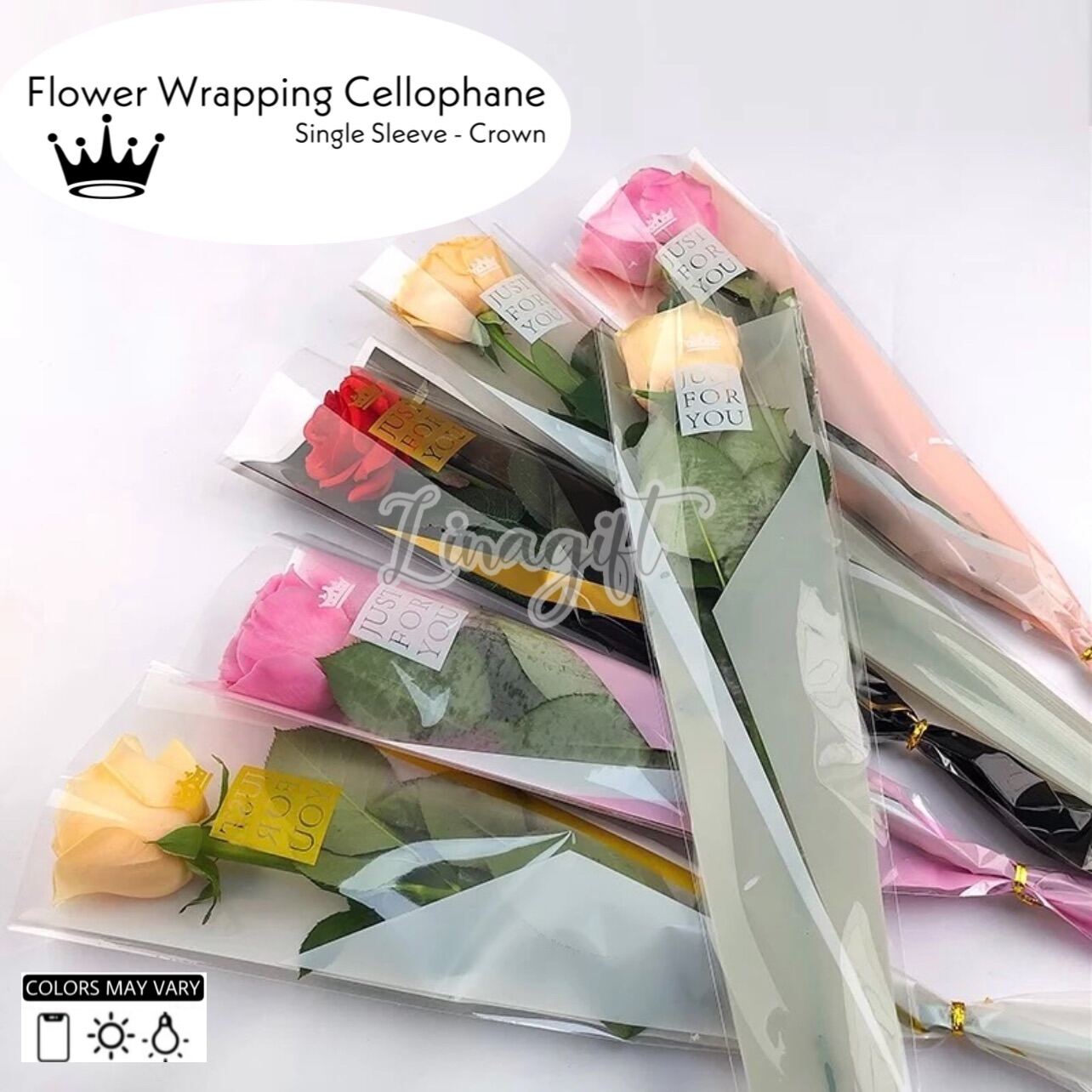 Fancy Paper, Party & Florist Supplies on Instagram: Single Rose Sleeve . .  Size : 45 cm x 12 cm Material : Plastik BOPP Warna : 5 Macam Minimum  Pembelian : 1 pcs . #paperforid #wrappingpaper #flowerwrapping #floristic  #chroma #bhyfp #papermalang