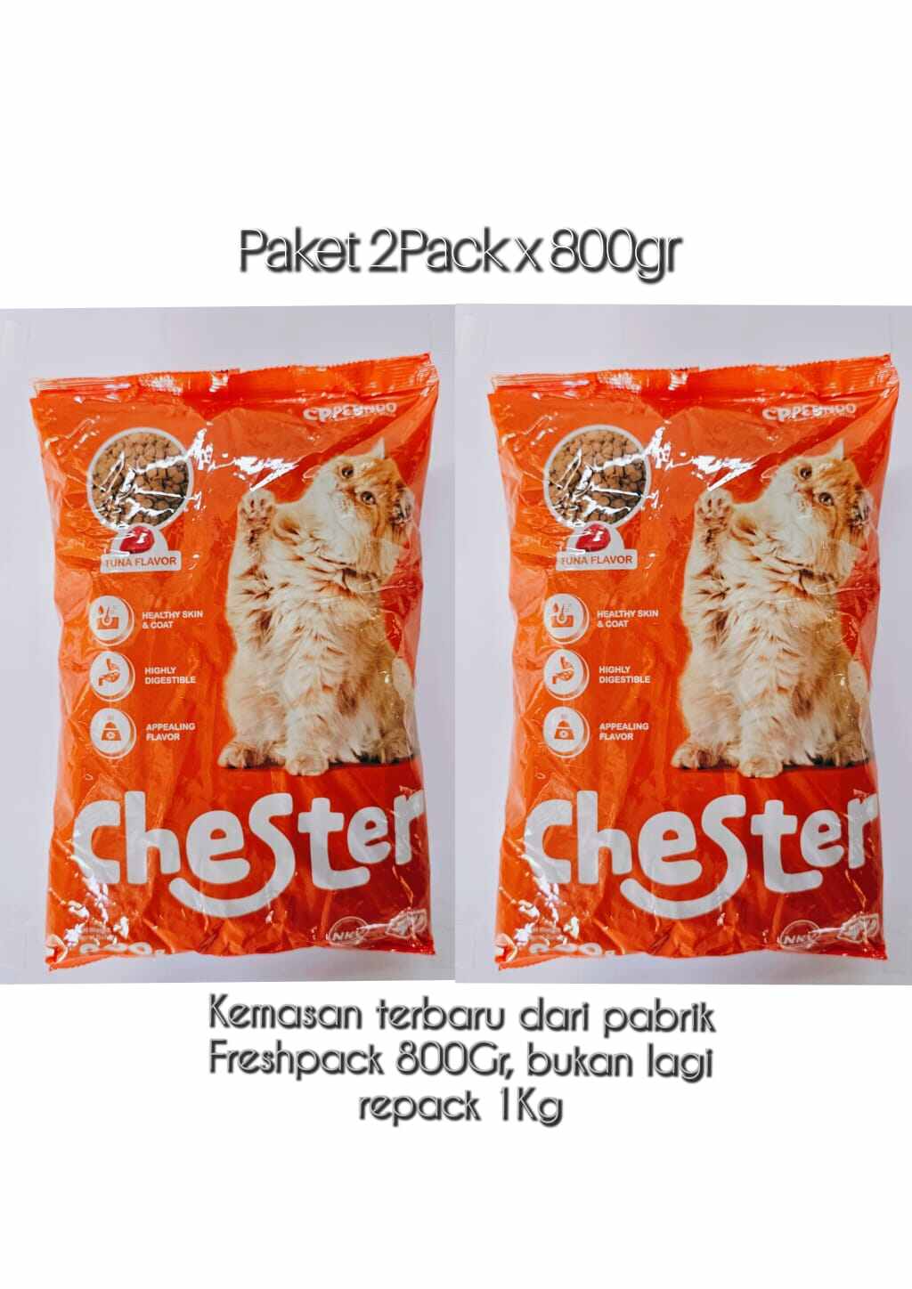 CHESTER Makanan Kucing 2 Pack Freshpack bukan 2KG Setara BOLT Harga 35,250 rupiah*Gratis Ongkir