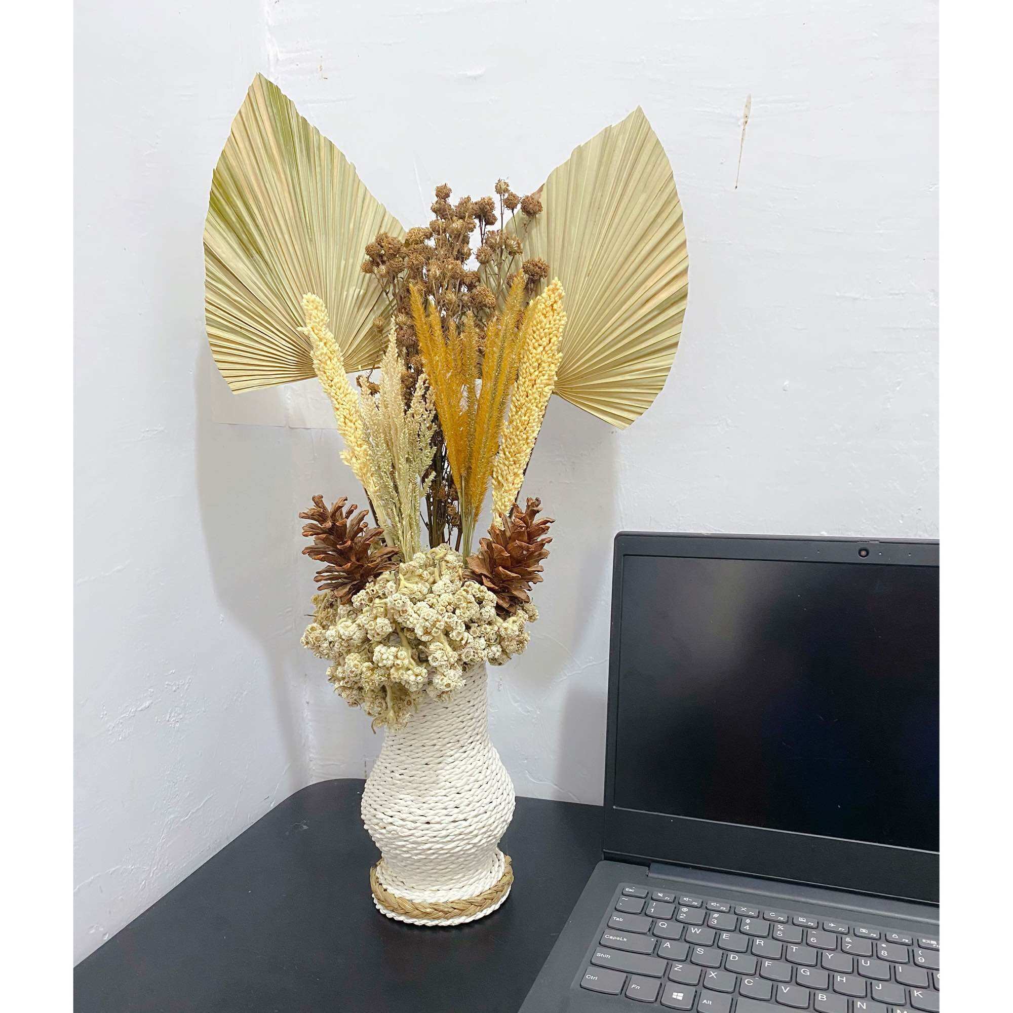 Hiasan Meja Bunga Kering Lengkap Rustic Aesthetic Vas 20 cm