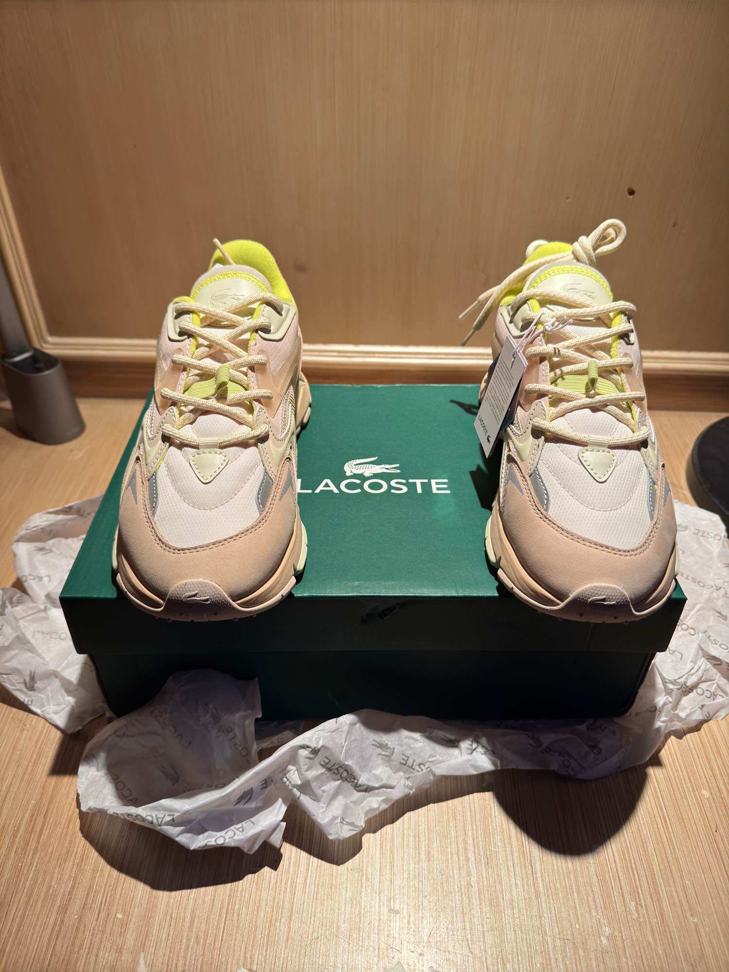 Sepatu Lacoste L003 Neo Tech Trainers Cream Original 100% Baru